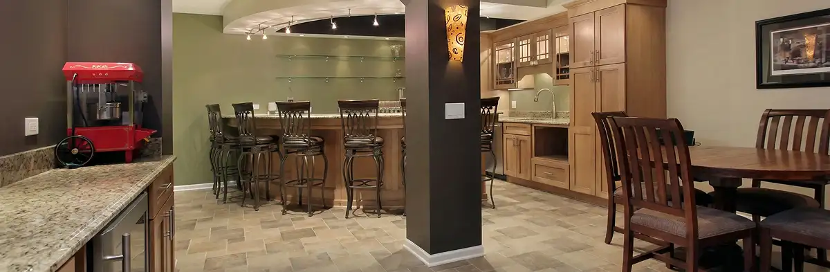 modern basement remodeling with custom finishes and open layout in a home in Glendale, AZ